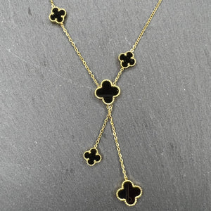 Black & White Double Sided Clover Necklace