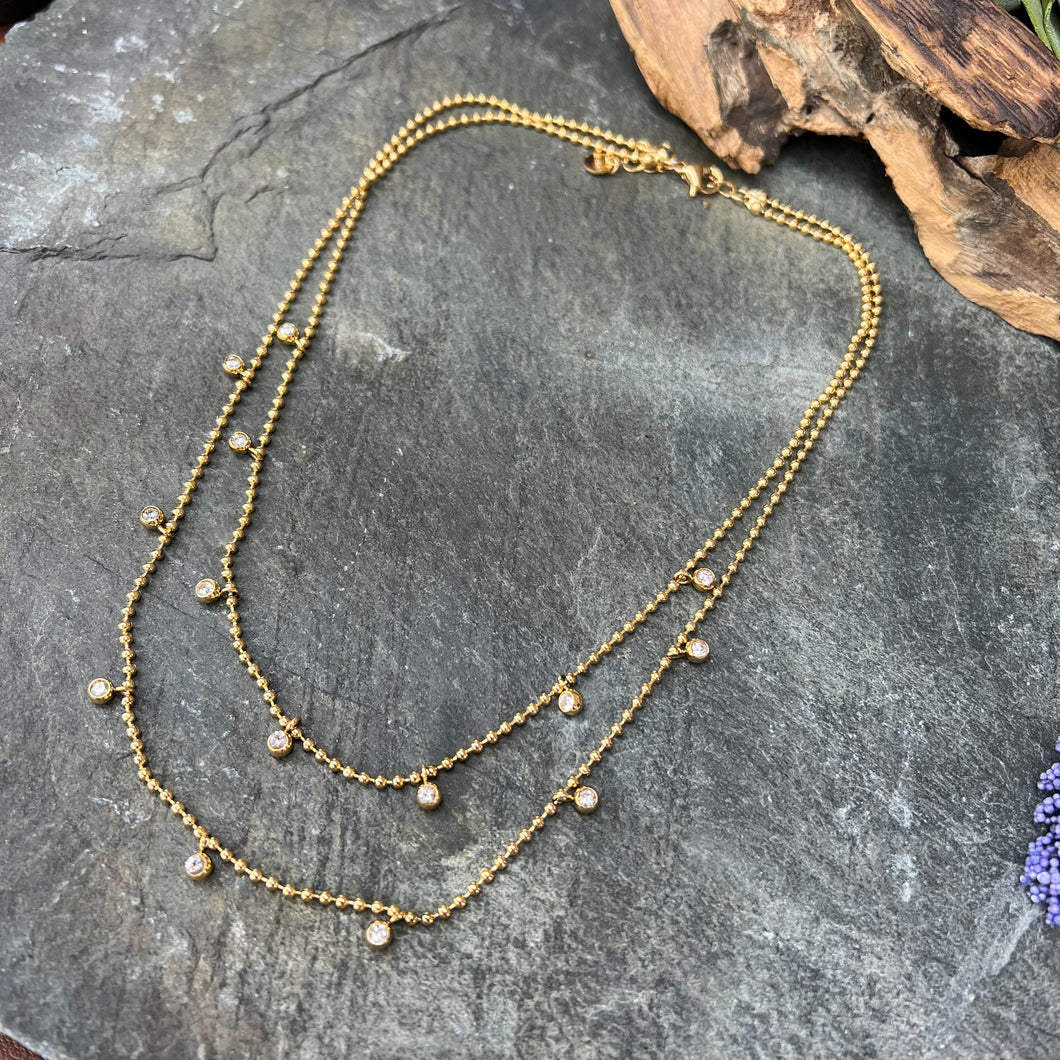 Gold Diamond Drop Necklace