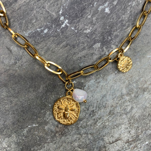 Pearl & Bee Charm Necklace