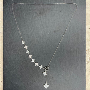 Silver Blossom Lariat Necklace