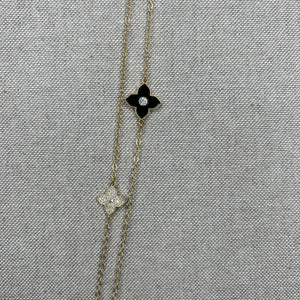 Extra Long Black & Gold Blossom Necklace