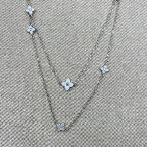 Extra Long Mother of Pearl Blossom Necklace