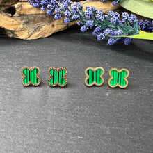 Load image into Gallery viewer, Green Clover Earrings