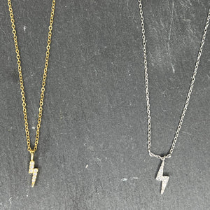 Solid Lightning Pendant in Gold & Silver