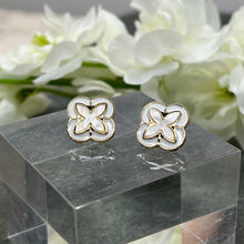 Load image into Gallery viewer, White Enamel Clover Studs